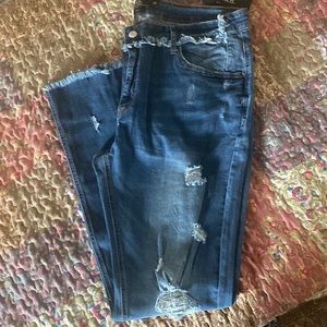 L&B distressed bootcut jean.